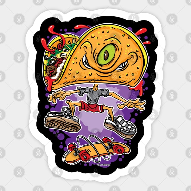 Taco Skateboarder Sticker by eShirtLabs